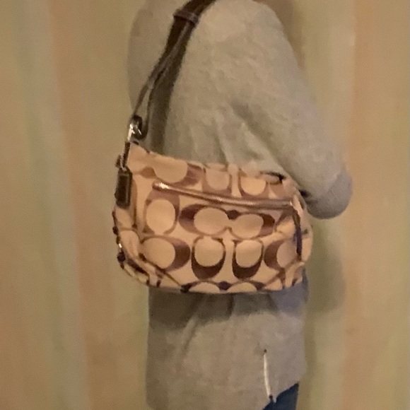 Coach Signature C Tan/Brown Cotton & Leather Bag - Picture 3 of 10